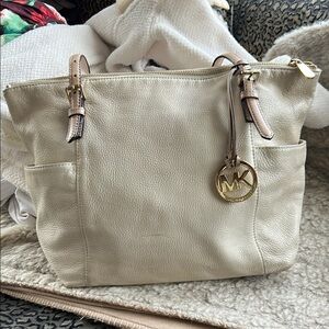 Michael Kors Cream Leather Tote Bag